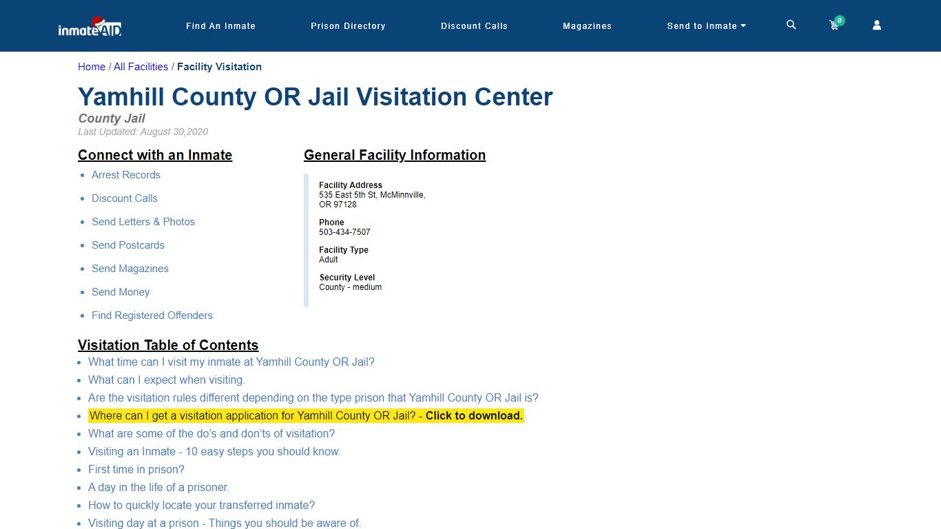 Yamhill County OR Jail | Visitation, dress code & visiting hours